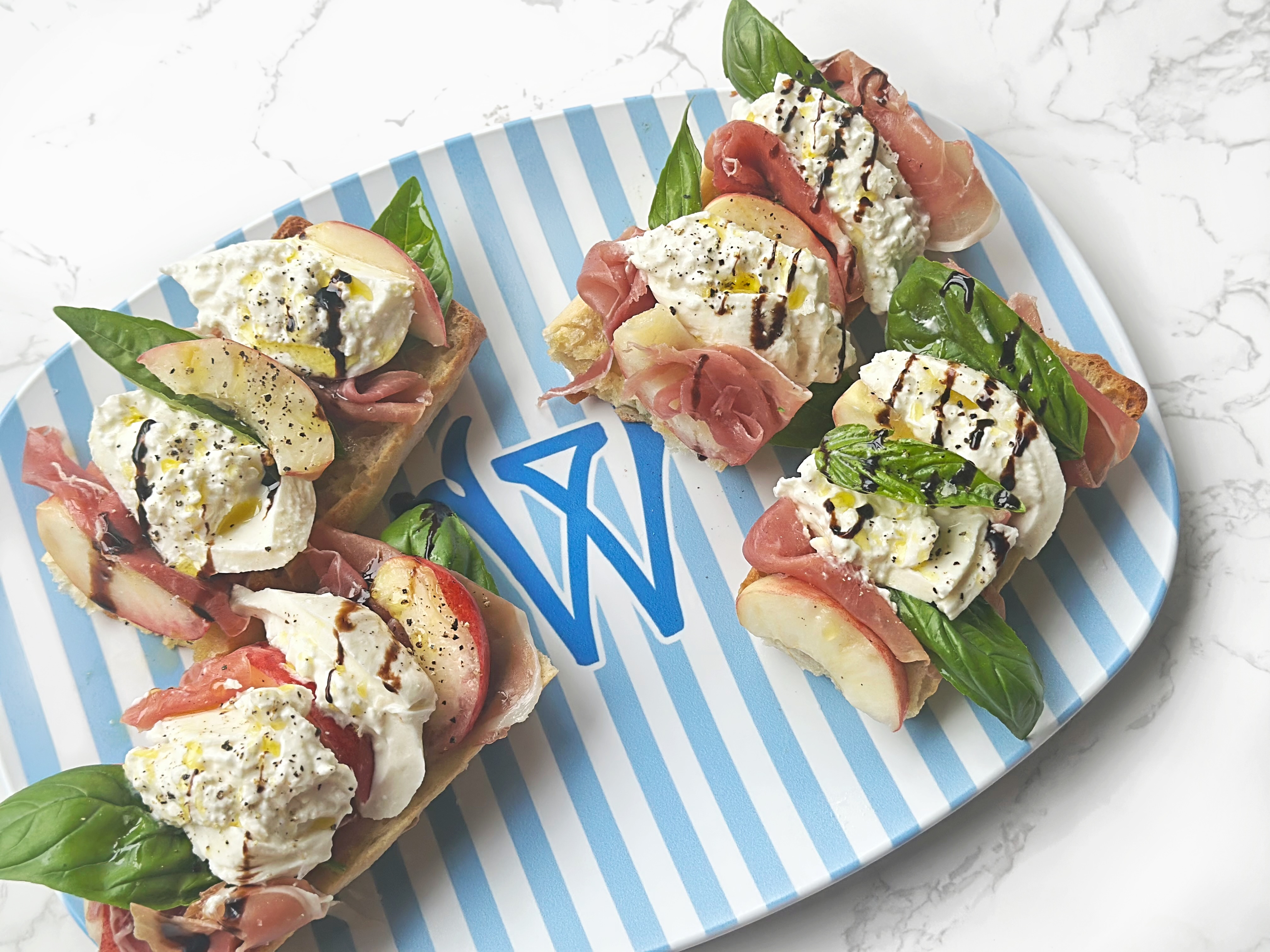 Peach, Prosciutto & Burrata Bruschetta (aka Summer on Toast)